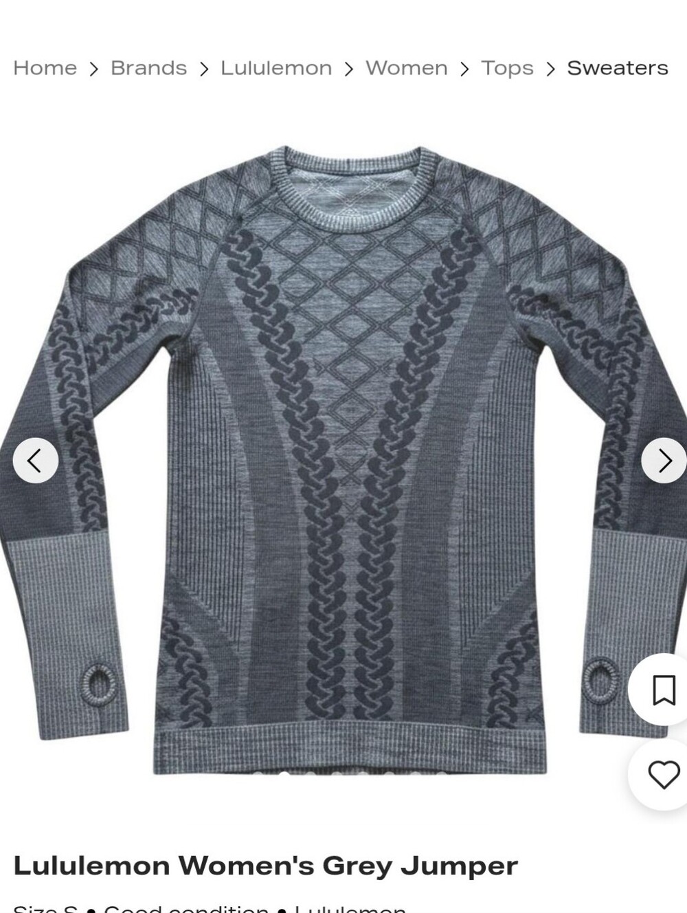 lululemon athletica Women's Gray Patterned Crewneck Sweater